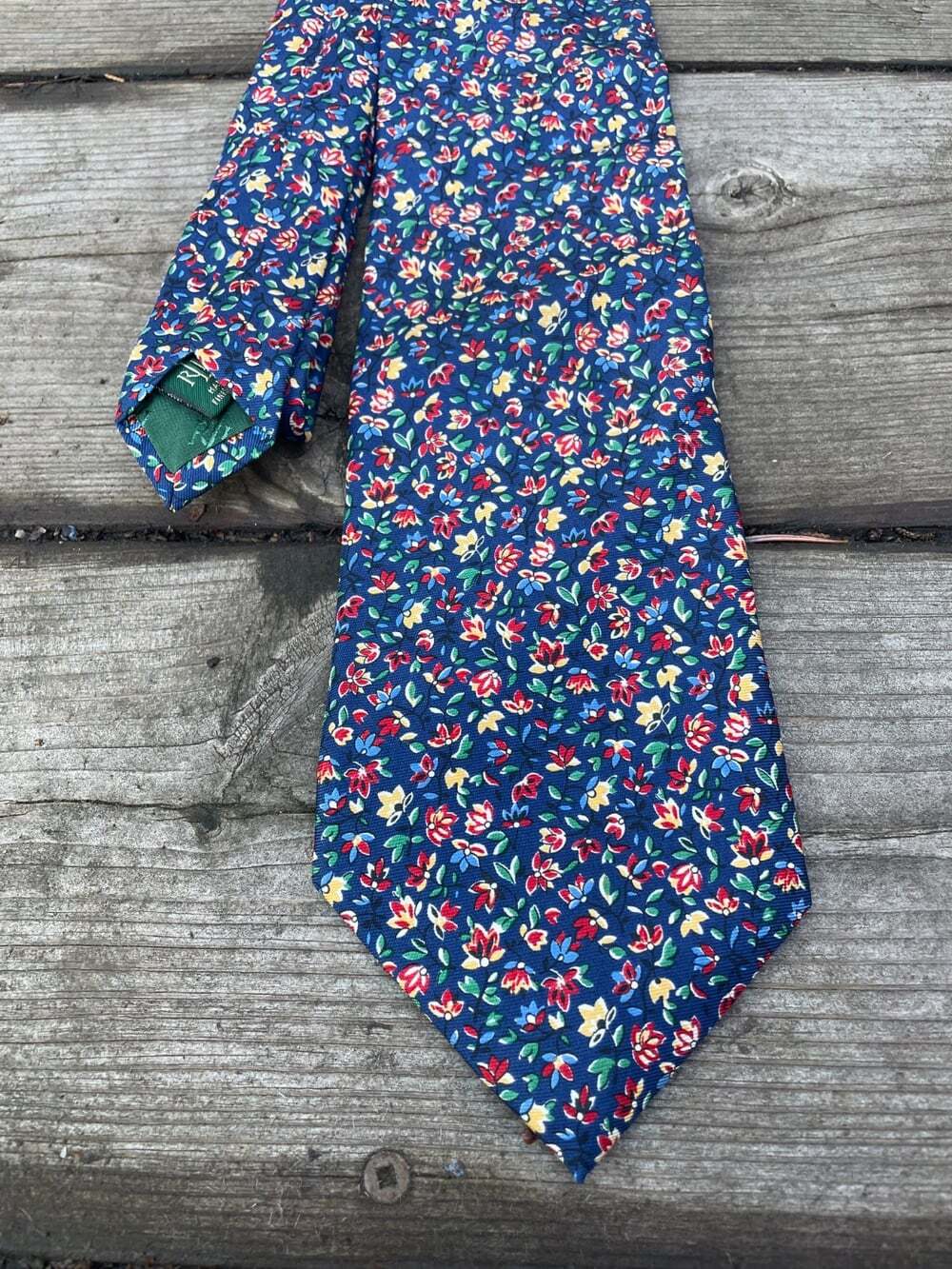 Vtg Polo Ralph Lauren Neck Tie Mens Silk Floral Hand Made Italy Colorful Necktie